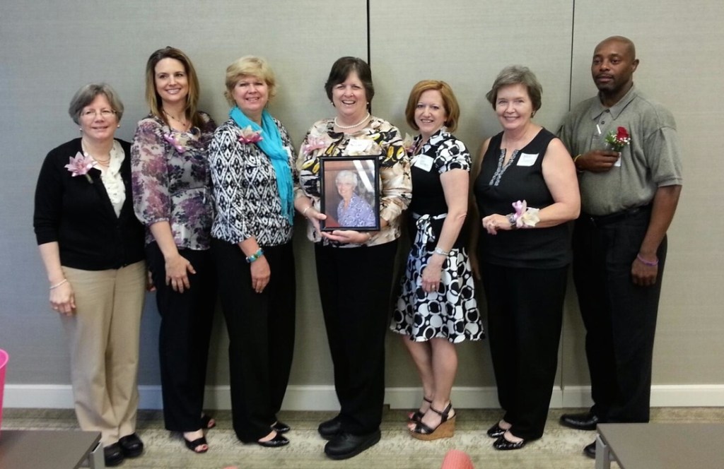 A few of MPA's past presidents. From left: Cheryl Smith, Candace Russell, Victoria Kern, Mary Willard, Anne Patterson, Gayle Green, and Antoine Robinson. Pictured: Mary Haggerty.